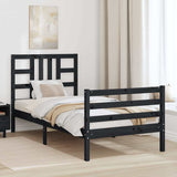 Bed Frame without Mattress Black 90x190 cm Solid Wood Pine