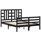 Bed Frame without Mattress Black 135x190 cm Solid Wood Pine - Front View