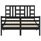 Bed Frame without Mattress Black 135x190 cm Solid Wood Pine - 45-Degree Angle