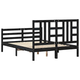Bed Frame without Mattress Black 135x190 cm Solid Wood Pine - Rear View