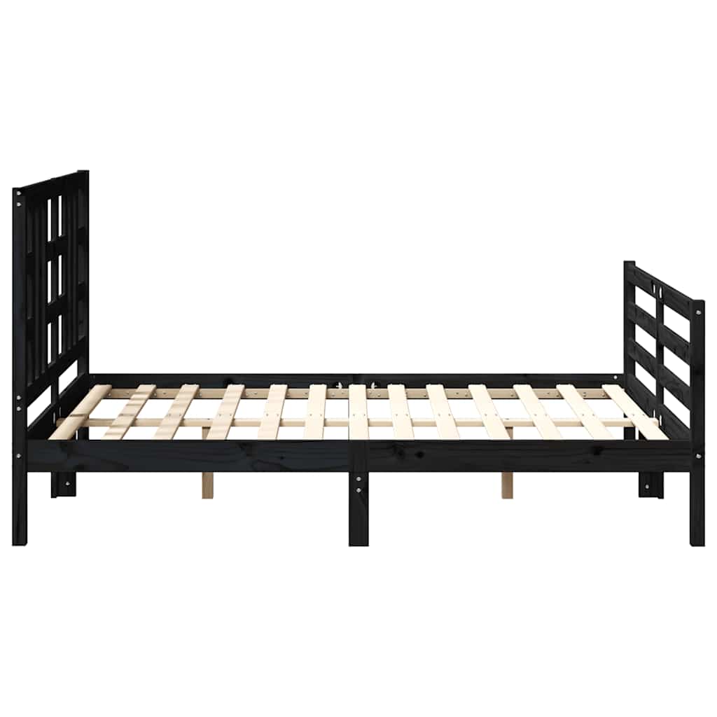 Bed Frame without Mattress Black 135x190 cm Solid Wood Pine