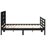 Bed Frame without Mattress Black 135x190 cm Solid Wood Pine