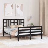 Bed Frame without Mattress Black 135x190 cm Solid Wood Pine