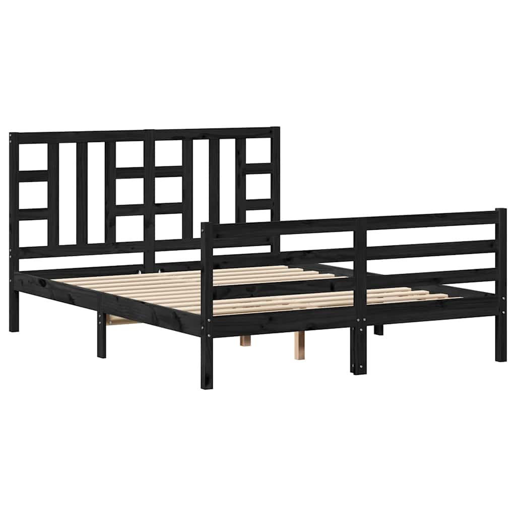 Bed Frame without Mattress Black 150x200 cm Solid Wood