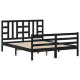 Bed Frame without Mattress Black 150x200 cm Solid Wood - Front View
