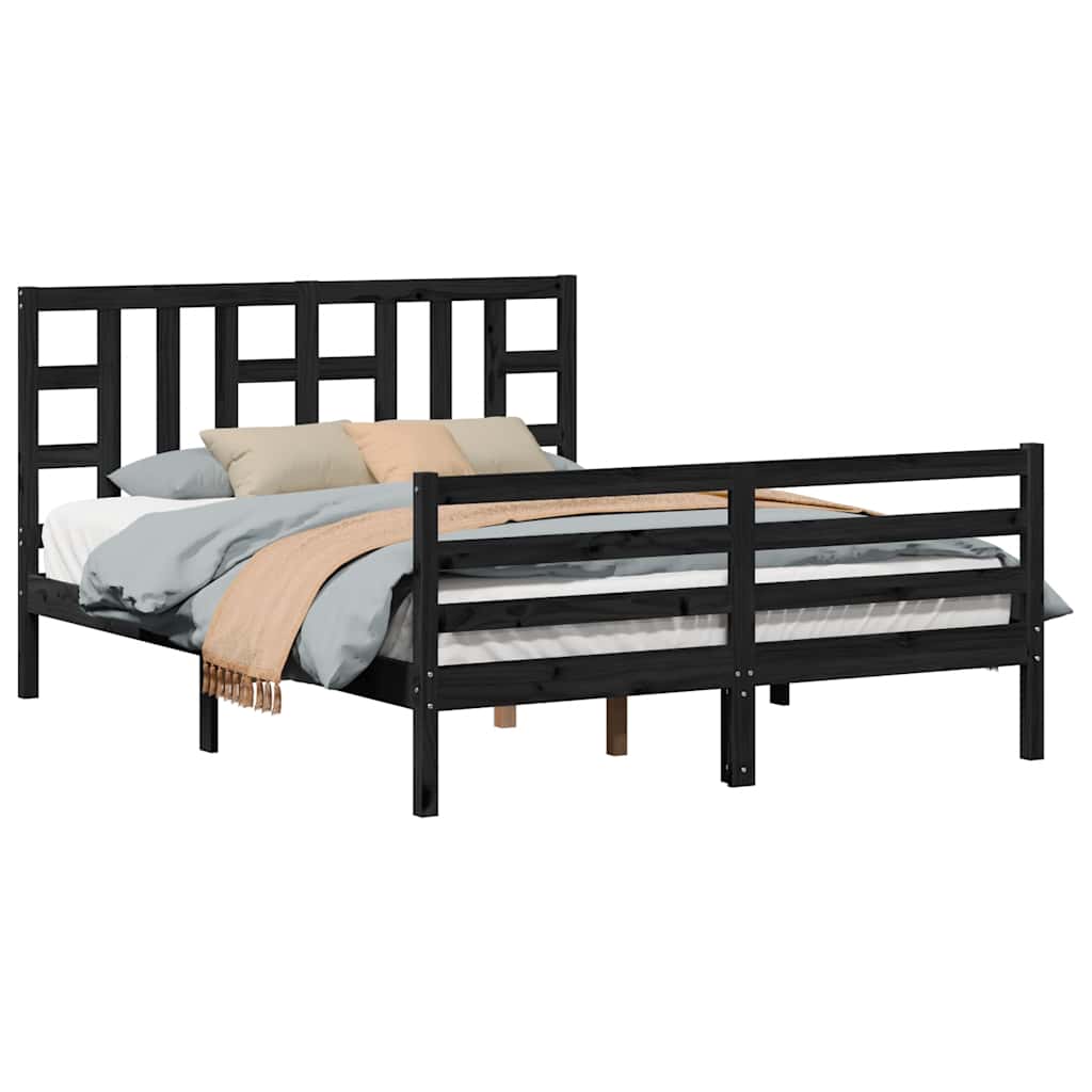 Bed Frame without Mattress Black 150x200 cm Solid Wood