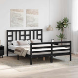 Bed Frame without Mattress Black 150x200 cm Solid Wood