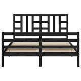Bed Frame without Mattress Black 150x200 cm Solid Wood - 45-Degree Angle