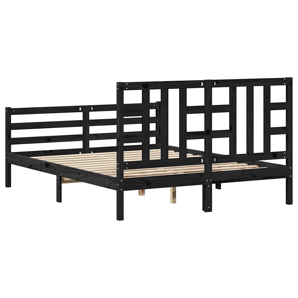 Bed Frame without Mattress Black 150x200 cm Solid Wood