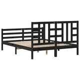 Bed Frame without Mattress Black 150x200 cm Solid Wood - Rear View