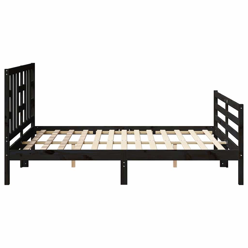 Bed Frame without Mattress Black 150x200 cm Solid Wood