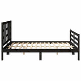 Bed Frame without Mattress Black 150x200 cm Solid Wood - Close-Up Angle