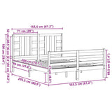 Bed Frame without Mattress Black 150x200 cm Solid Wood