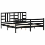 Bed Frame without Mattress Black 183x203 cm King Solid Wood - Front View