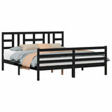 Bed Frame without Mattress Black 183x203 cm King Solid Wood