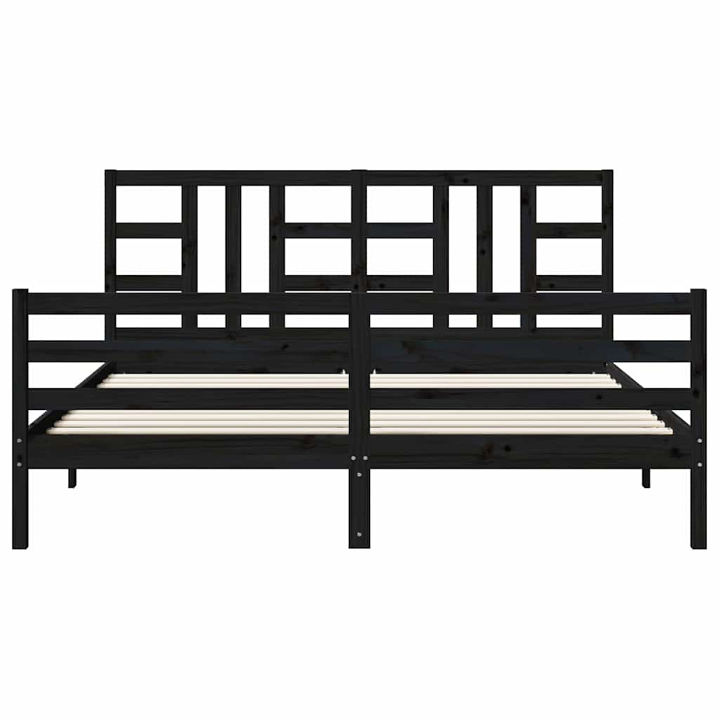 Bed Frame without Mattress Black 183x203 cm King Solid Wood