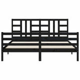 Bed Frame without Mattress Black 183x203 cm King Solid Wood