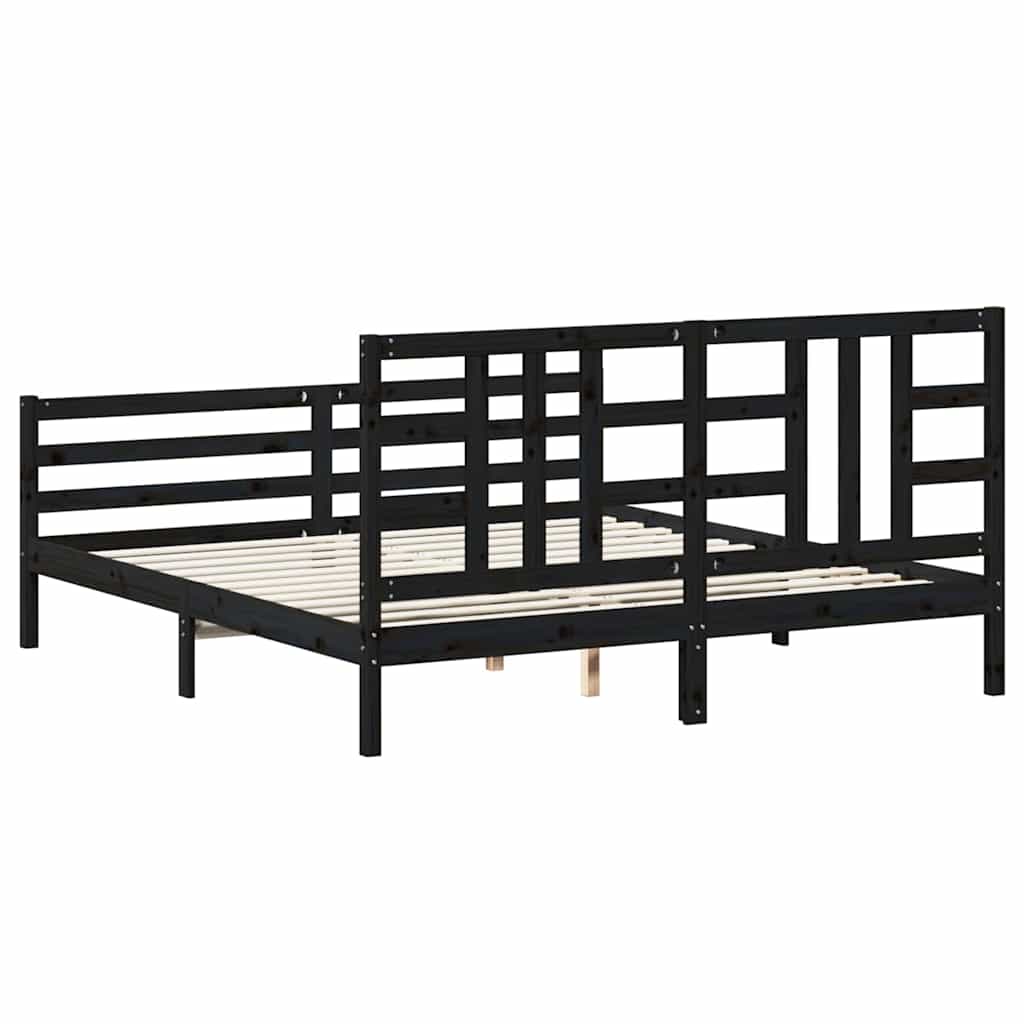Bed Frame without Mattress Black 183x203 cm King Solid Wood