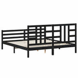 Bed Frame without Mattress Black 183x203 cm King Solid Wood