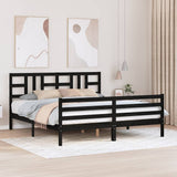 Bed Frame without Mattress Black 183x203 cm King Solid Wood