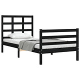 Bed Frame without Mattress Black 90x190 cm Solid Wood