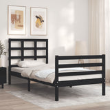 Bed Frame without Mattress Black 90x190 cm Solid Wood