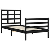 Bed Frame without Mattress Black 90x190 cm Solid Wood