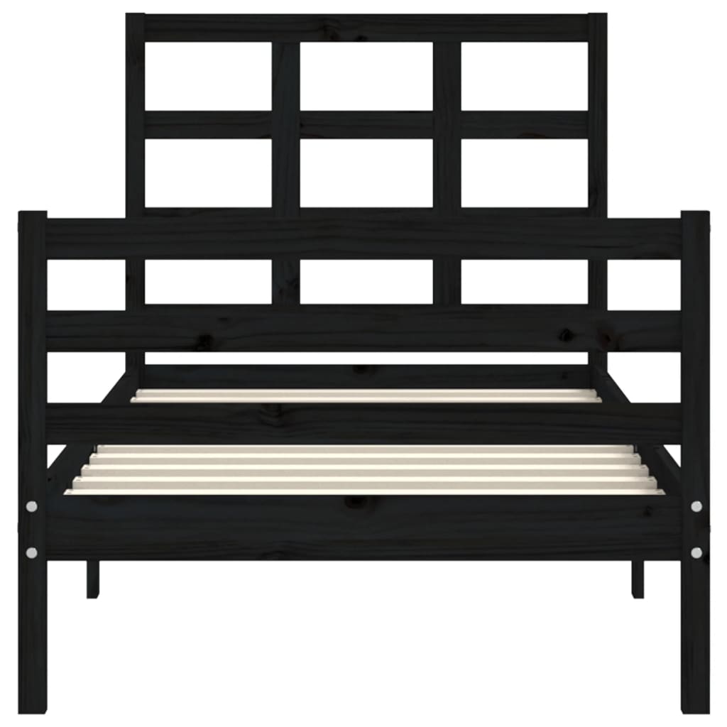 Bed Frame without Mattress Black 90x190 cm Solid Wood