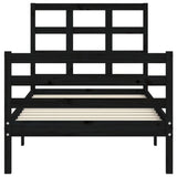 Bed Frame without Mattress Black 90x190 cm Solid Wood