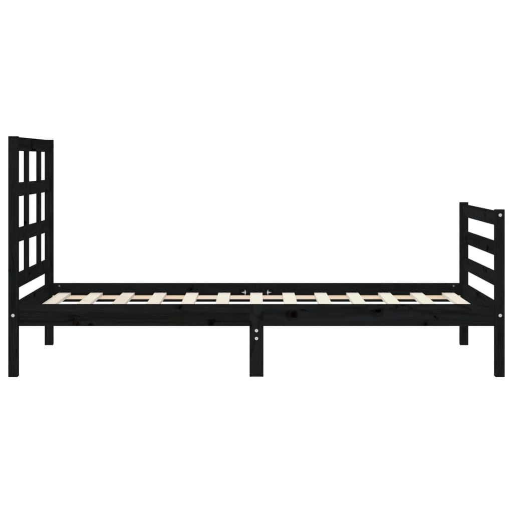 Bed Frame without Mattress Black 90x190 cm Solid Wood