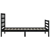 Bed Frame without Mattress Black 90x190 cm Solid Wood - Close-Up Angle