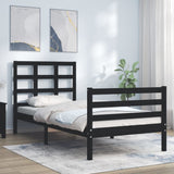 Bed Frame without Mattress Black 90x190 cm Solid Wood