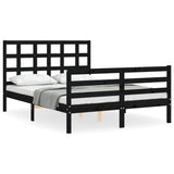 Bed Frame without Mattress Black 135x190 cm Solid Wood