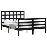 Bed Frame without Mattress Black 135x190 cm Solid Wood