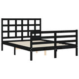 Bed Frame without Mattress Black 135x190 cm Solid Wood