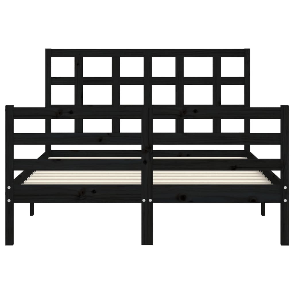 Bed Frame without Mattress Black 135x190 cm Solid Wood