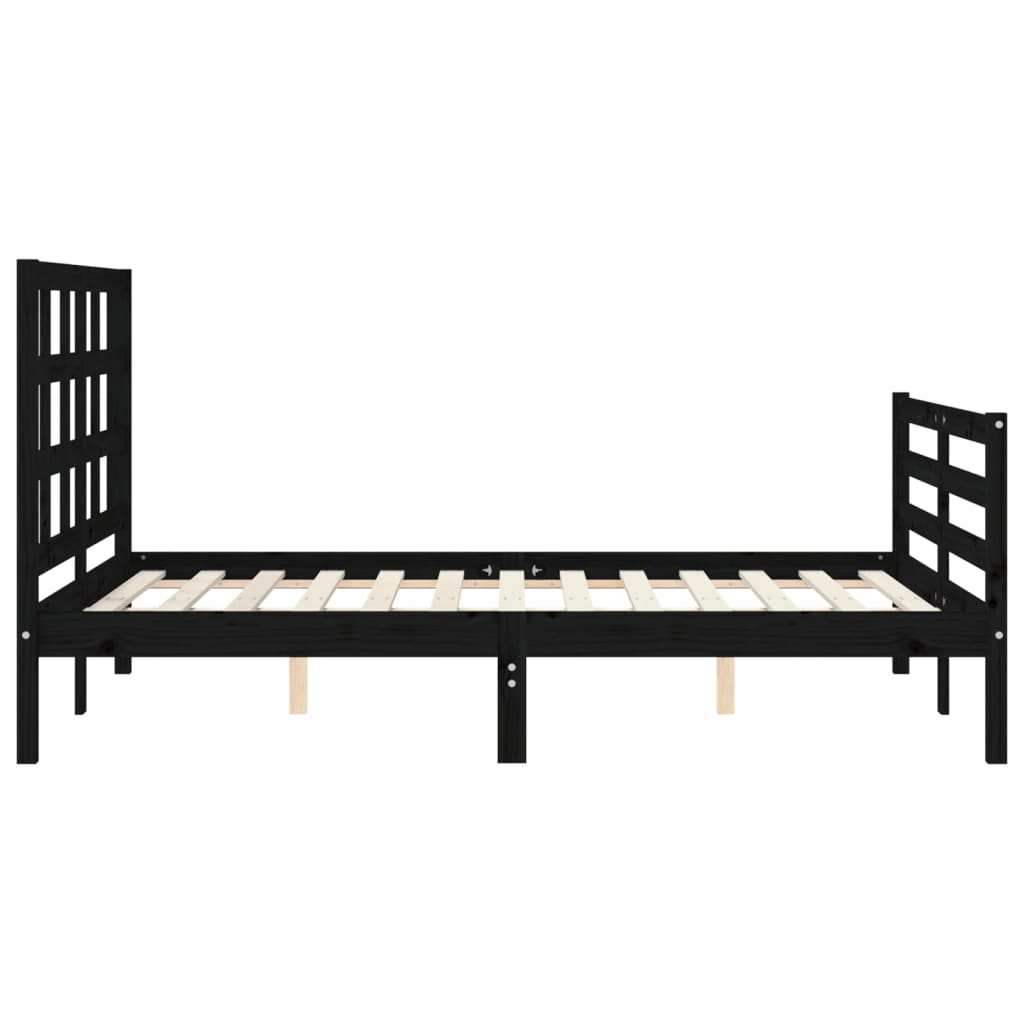 Bed Frame without Mattress Black 135x190 cm Solid Wood