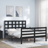 Bed Frame without Mattress Black 135x190 cm Solid Wood