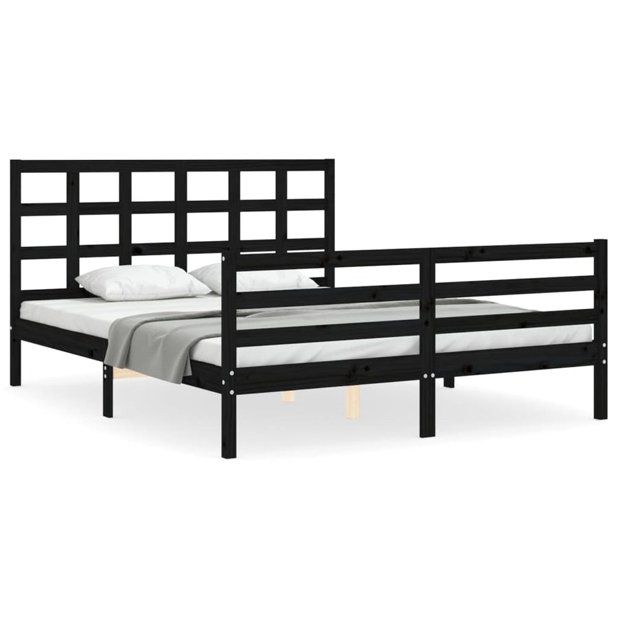 Bed Frame without Mattress Black 150x200 cm Solid Wood