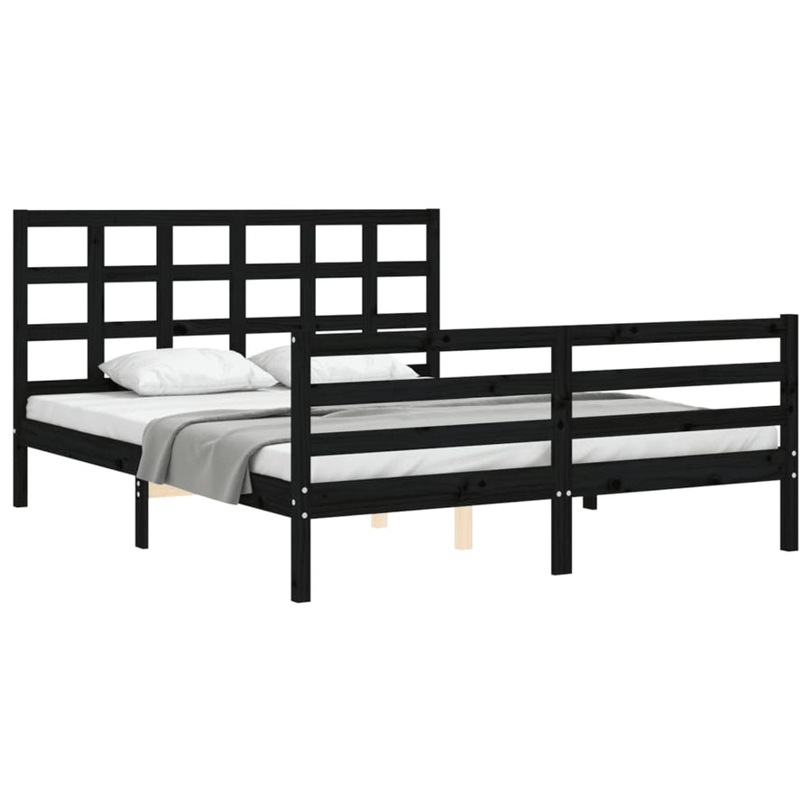 Bed Frame without Mattress Black 150x200 cm Solid Wood