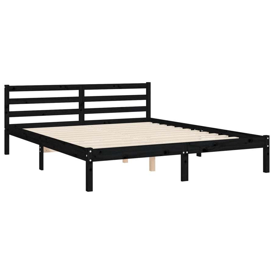 Bed Frame without Mattress Black 150x200 cm Solid Wood