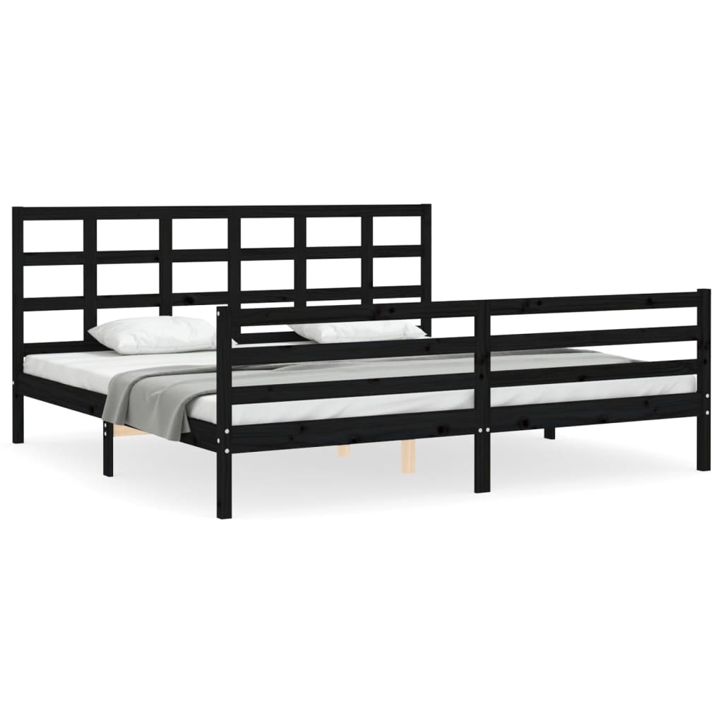 Bed Frame without Mattress Black 183x203 cm King Solid Wood