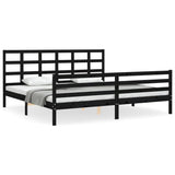 Bed Frame without Mattress Black 183x203 cm King Solid Wood - Front View