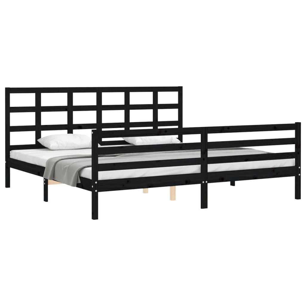 Bed Frame without Mattress Black 183x203 cm King Solid Wood
