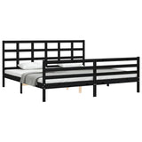 Bed Frame without Mattress Black 183x203 cm King Solid Wood - Side View