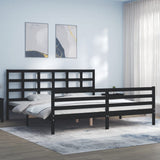 Bed Frame without Mattress Black 183x203 cm King Solid Wood - Top-Down View