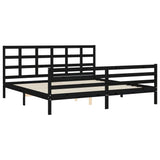 Bed Frame without Mattress Black 183x203 cm King Solid Wood - 45-Degree Angle