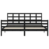 Bed Frame without Mattress Black 183x203 cm King Solid Wood - Rear View