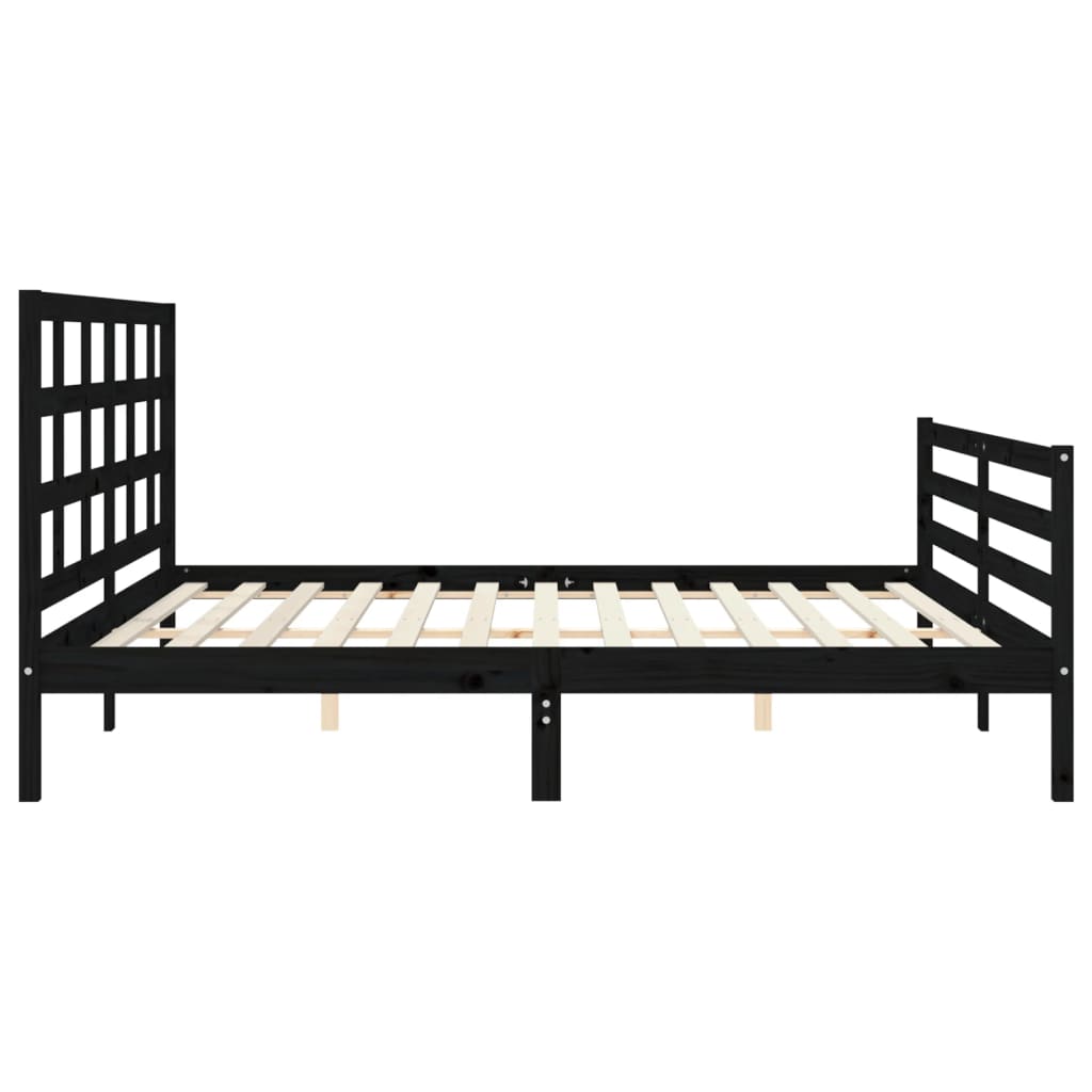 Bed Frame without Mattress Black 183x203 cm King Solid Wood