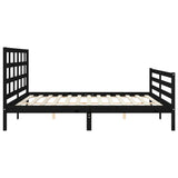 Bed Frame without Mattress Black 183x203 cm King Solid Wood - Close-Up Angle